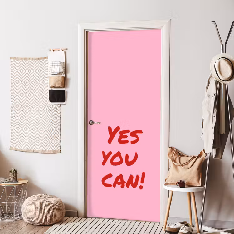 Deursticker - Yes you can do it - Rood - Roze — 8