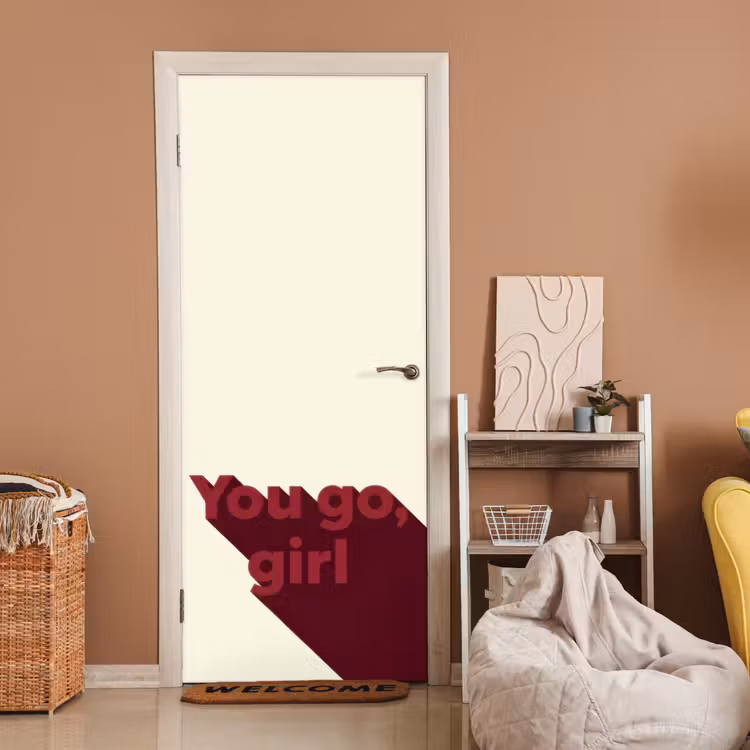 Deursticker - you go girl - 3D - Rood — 2
