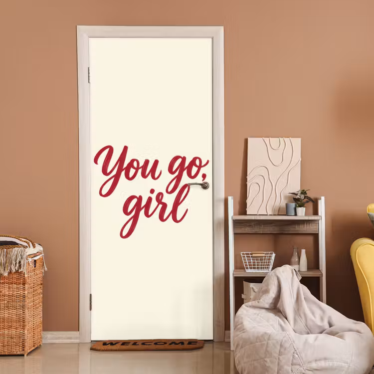 Deursticker - you go girl - Rood - Wit — 2