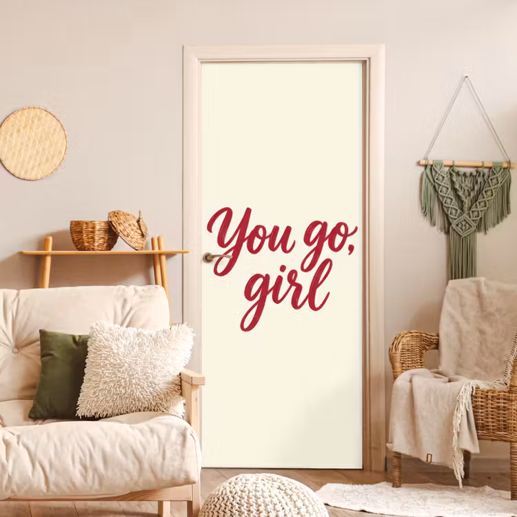 Deursticker - you go girl - Rood - Wit — 4