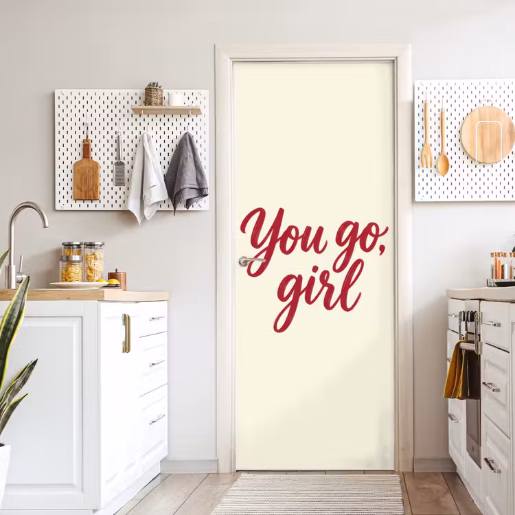 Deursticker - you go girl - Rood - Wit — 7