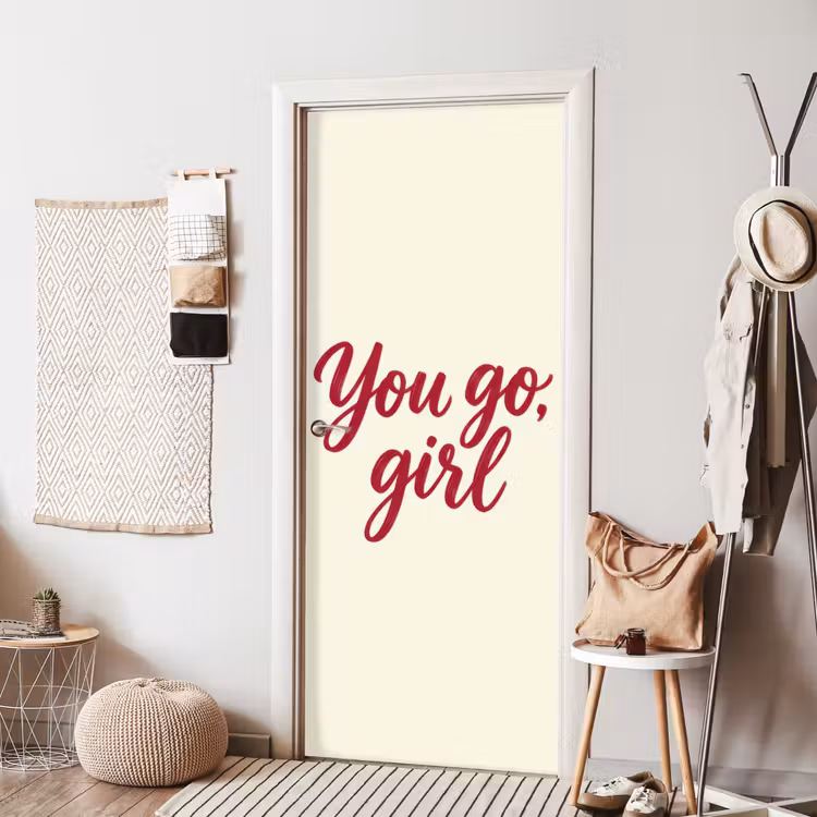 Deursticker - you go girl - Rood - Wit — 8