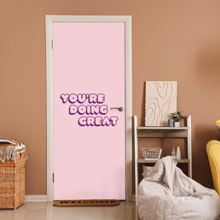 Deursticker - You're doing great - Roze - Bubble letters — 2