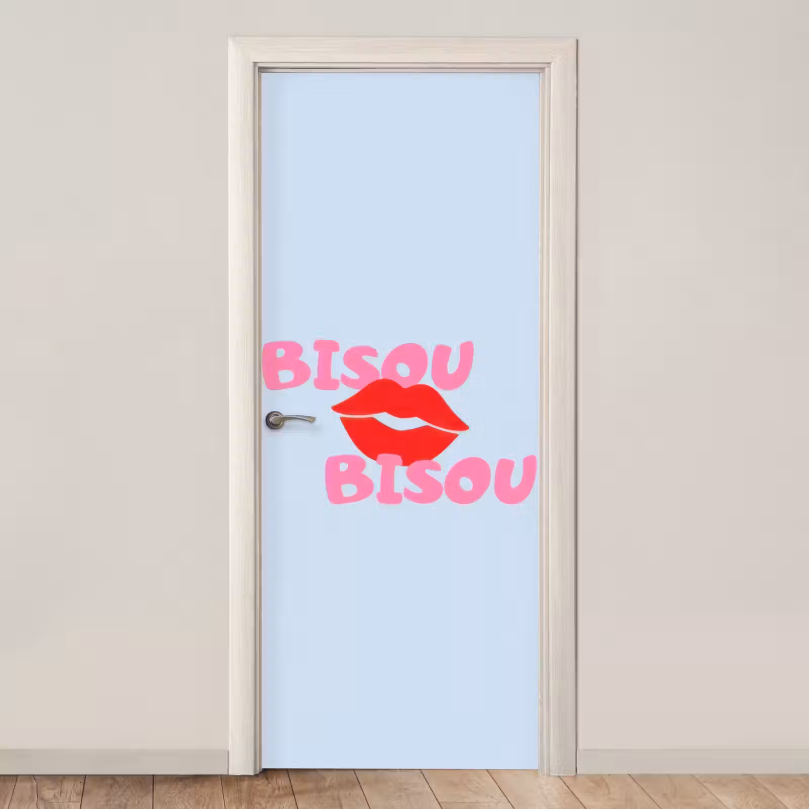 Deursticker - Lippen - Bisou - Blauw — 1