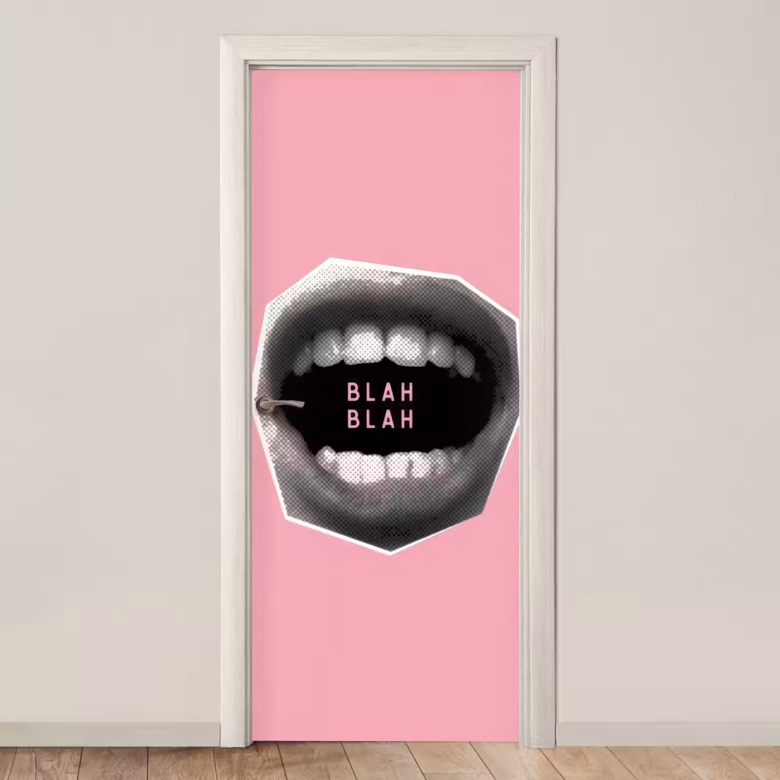 Deursticker - Mond - BLAH BLAH - Roze — 1