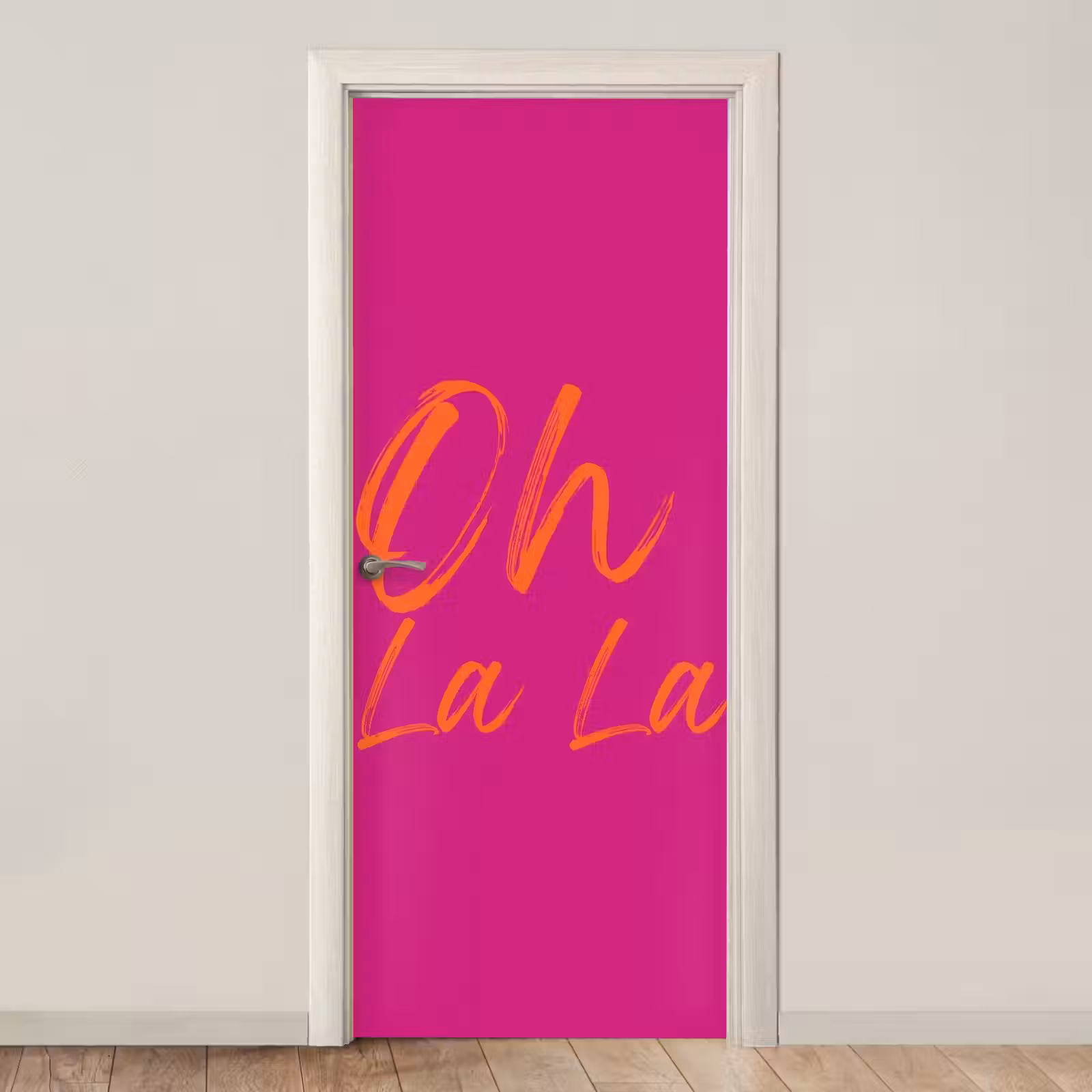 Deursticker - Oh la la - Oranje - Roze — 1