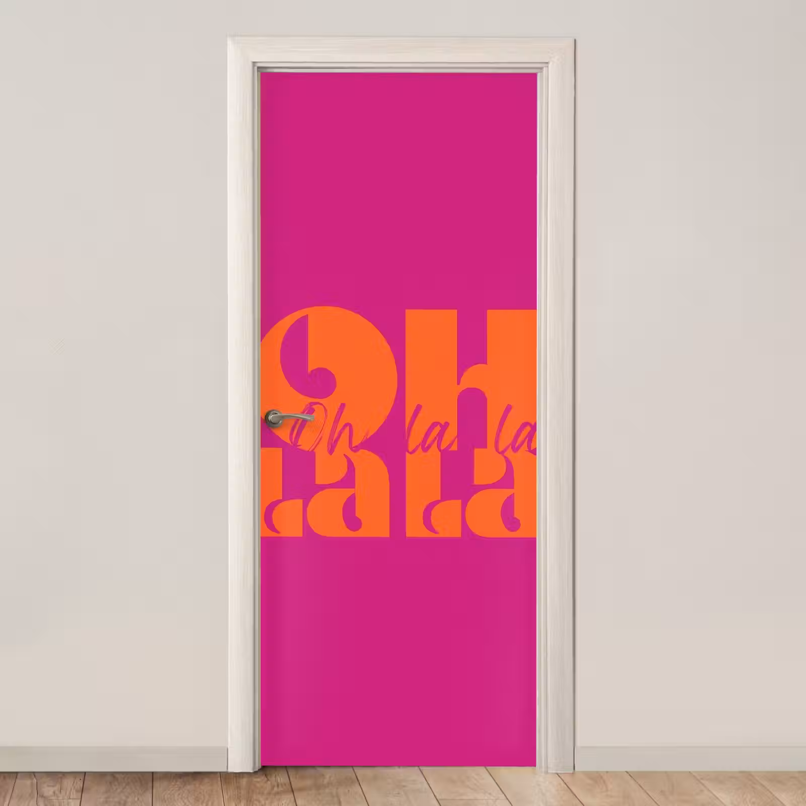 Deursticker - Oh la la - Roze - Oranje - Gestapelde letters — 1