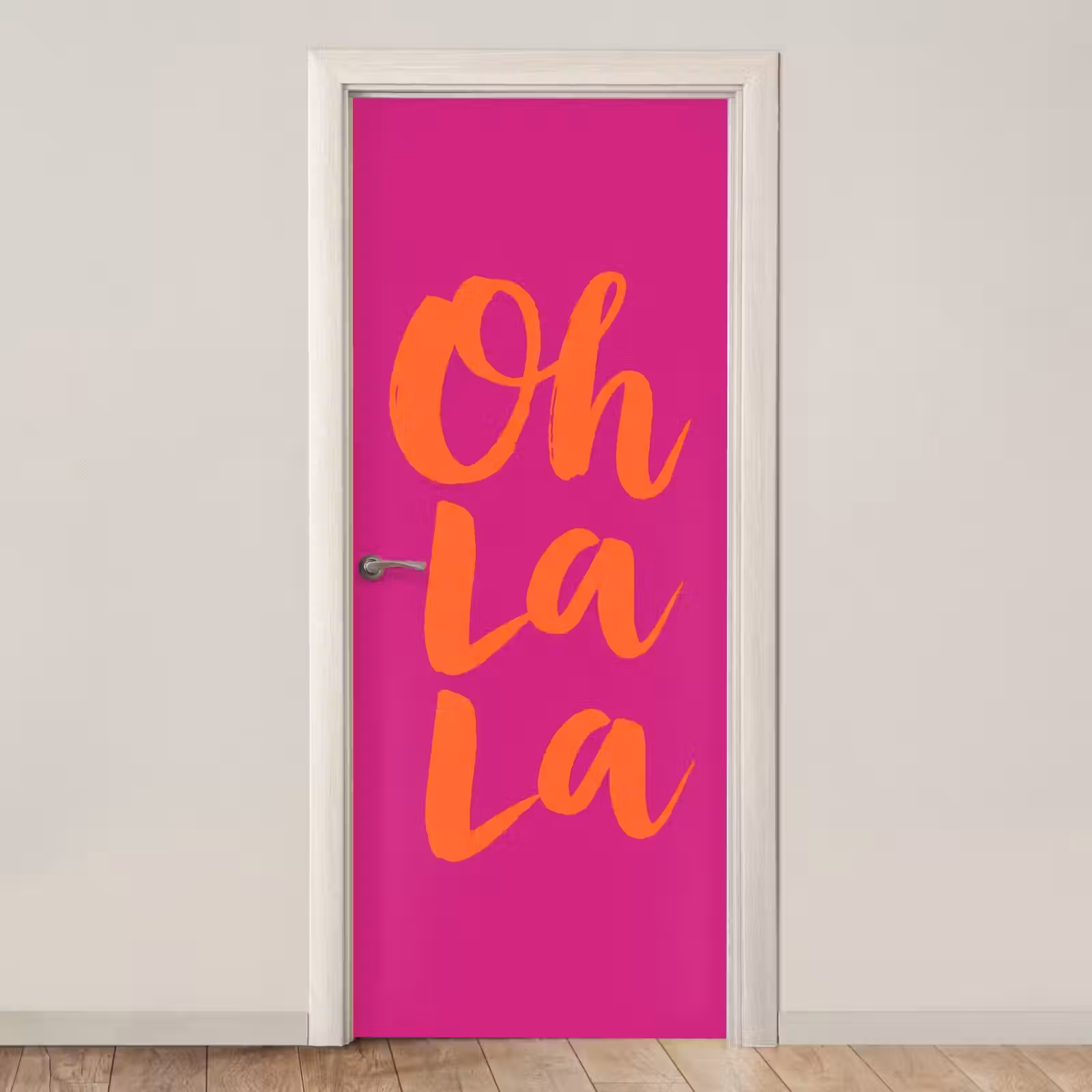 Deursticker - Oh la la - Roze - Oranje - Minimalistisch — 1
