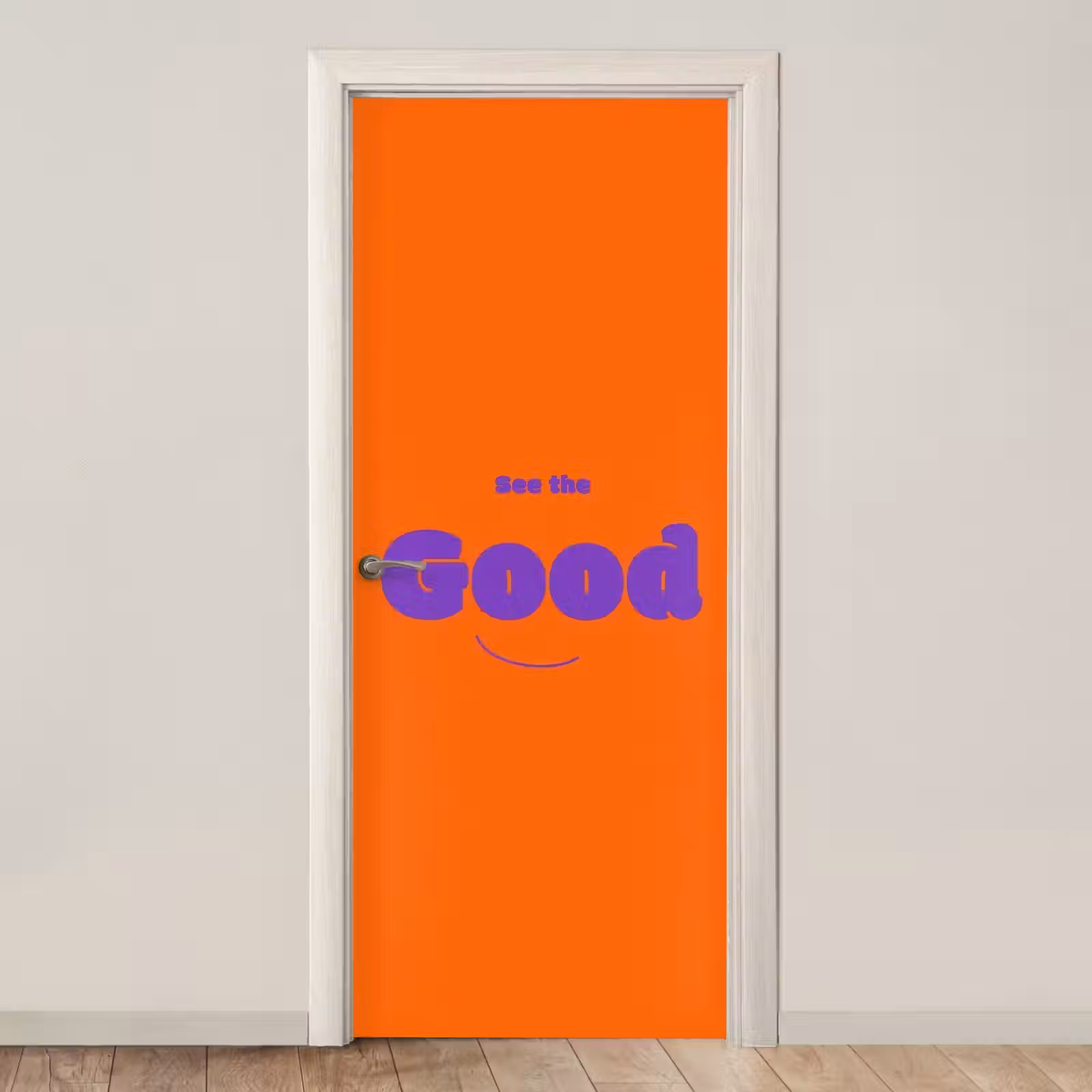 Deursticker - See the good - Paars - Oranje - Smiley — 1