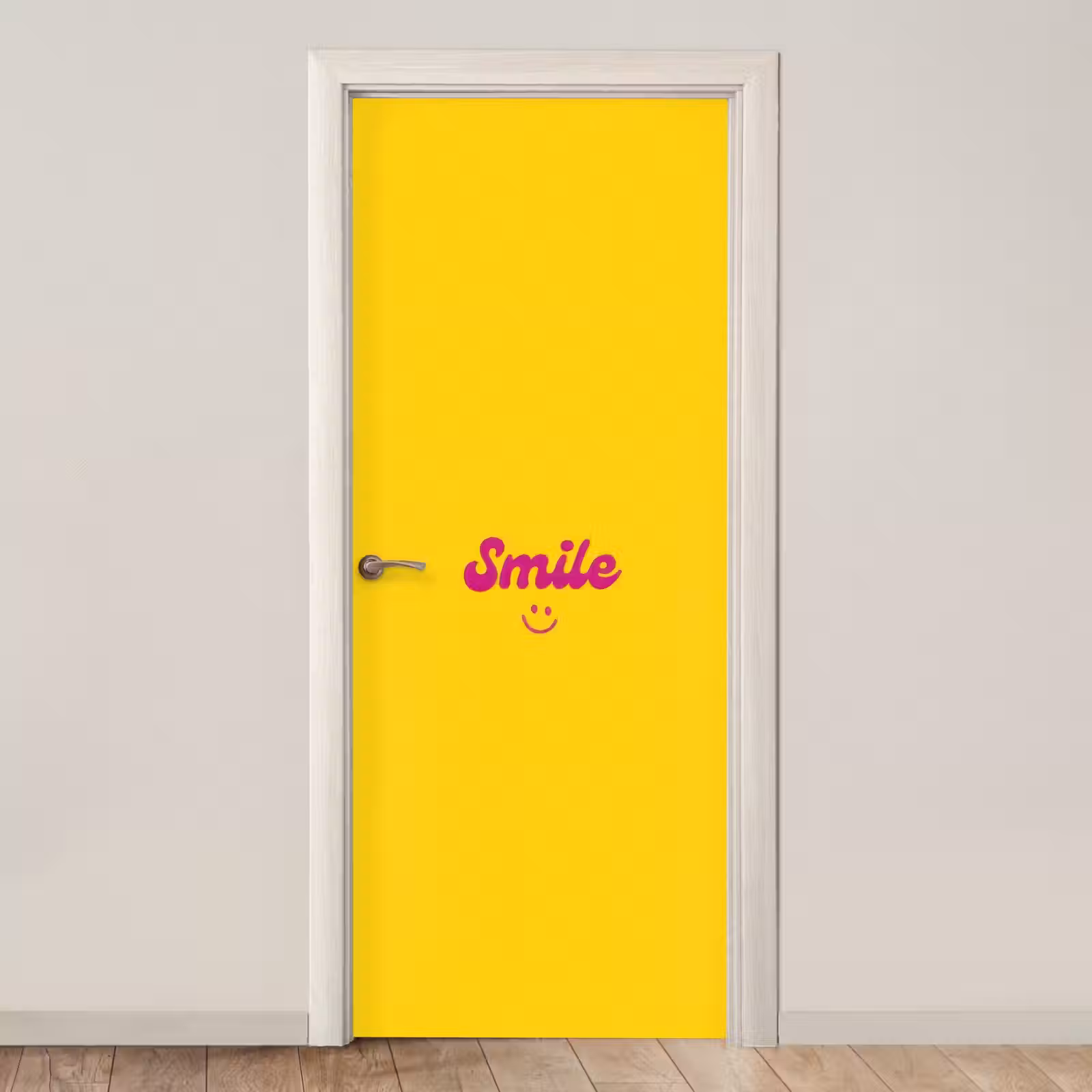 Deursticker - Smile - Geel - Roze — 1