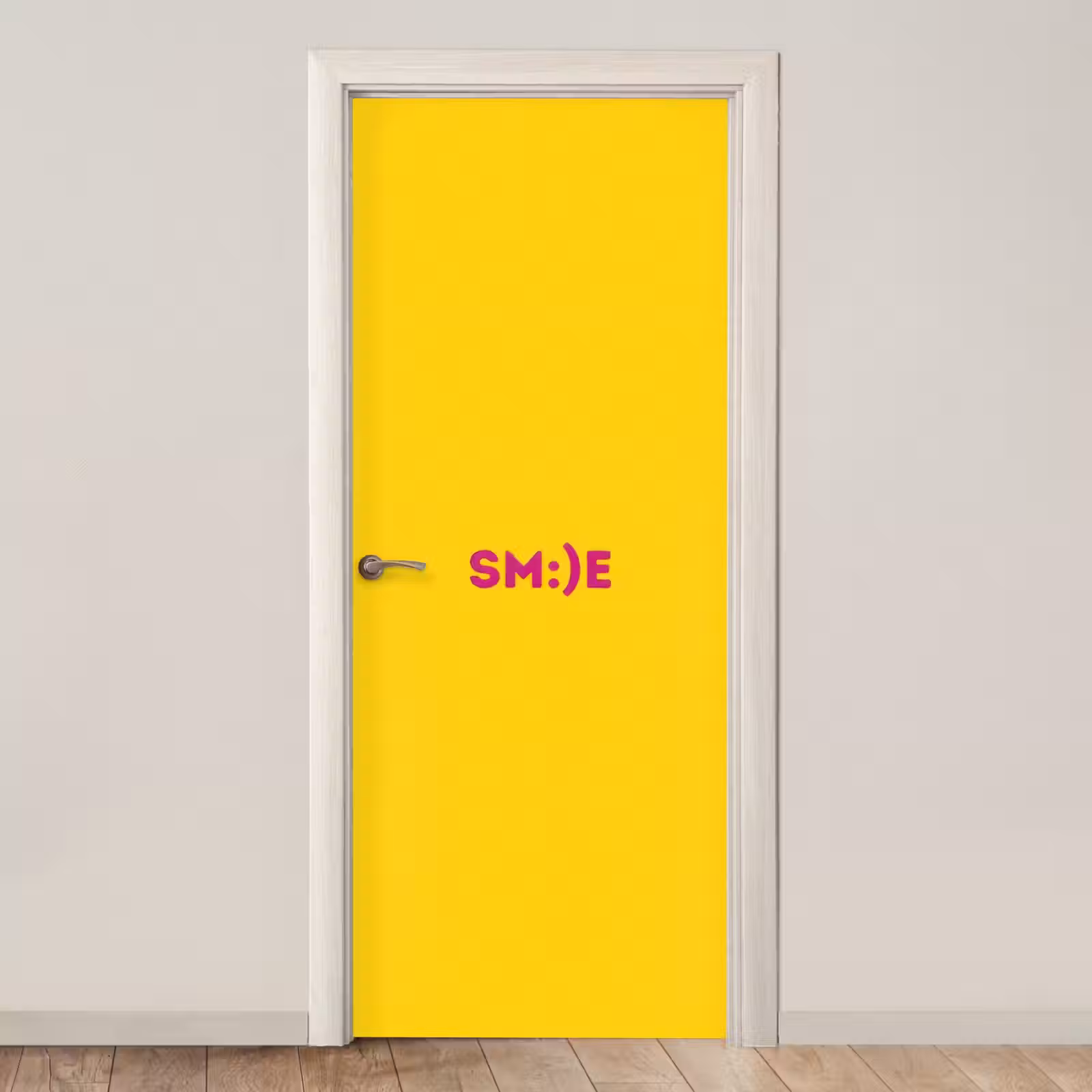 Deursticker - Smile - Roze - Geel — 1