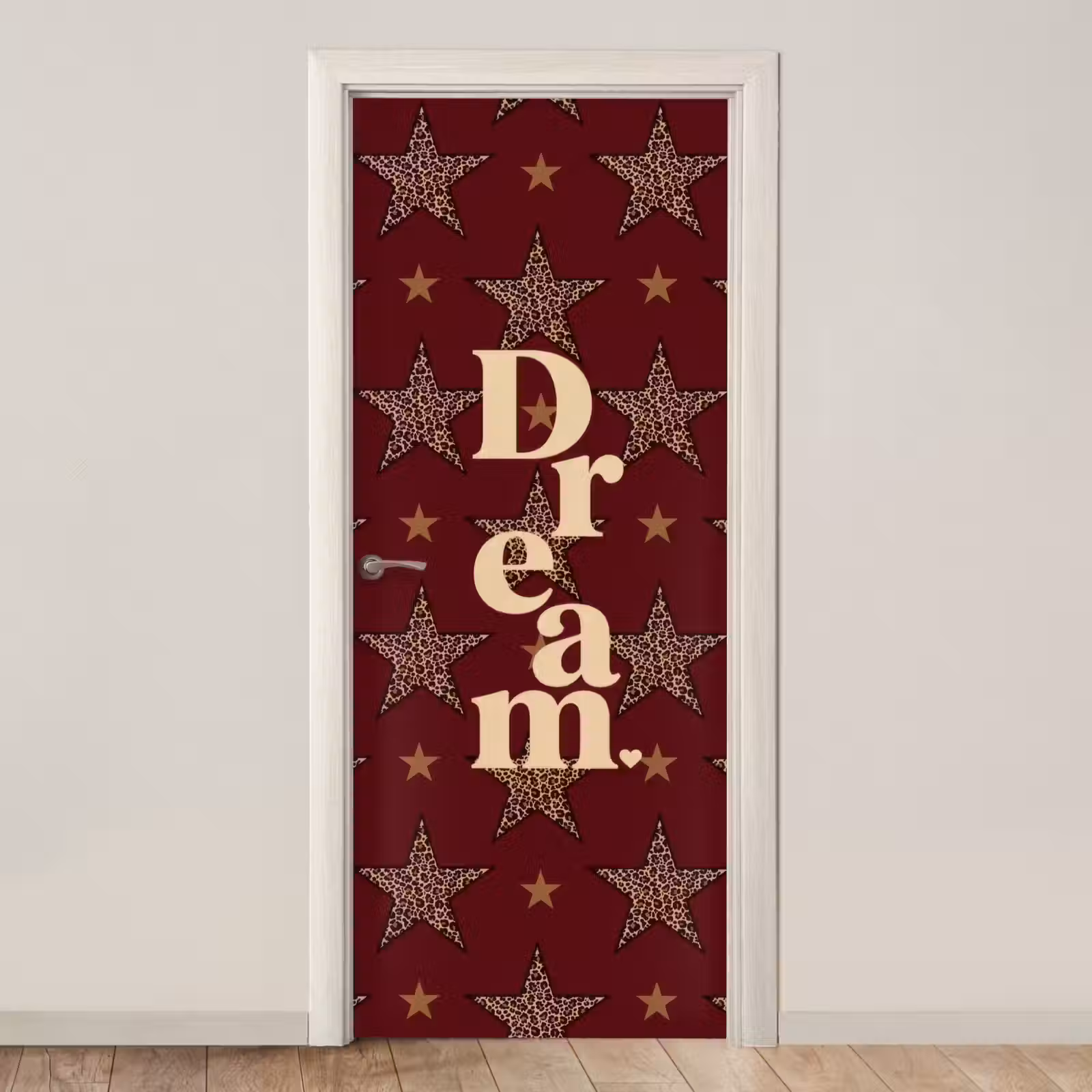 Deursticker - Sterren - Luipaardprint - Dream - Bordeaux — 1