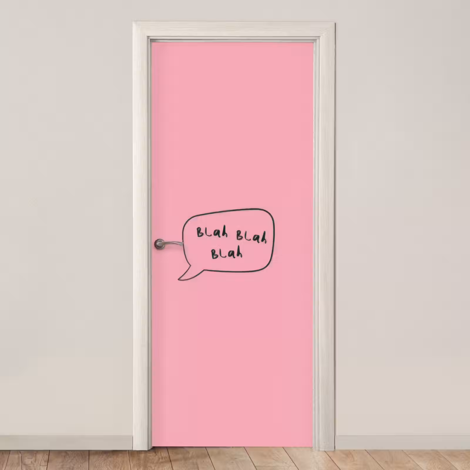 Deursticker - Tekstwolkje - BLAH BLAH BLAH - Roze — 1