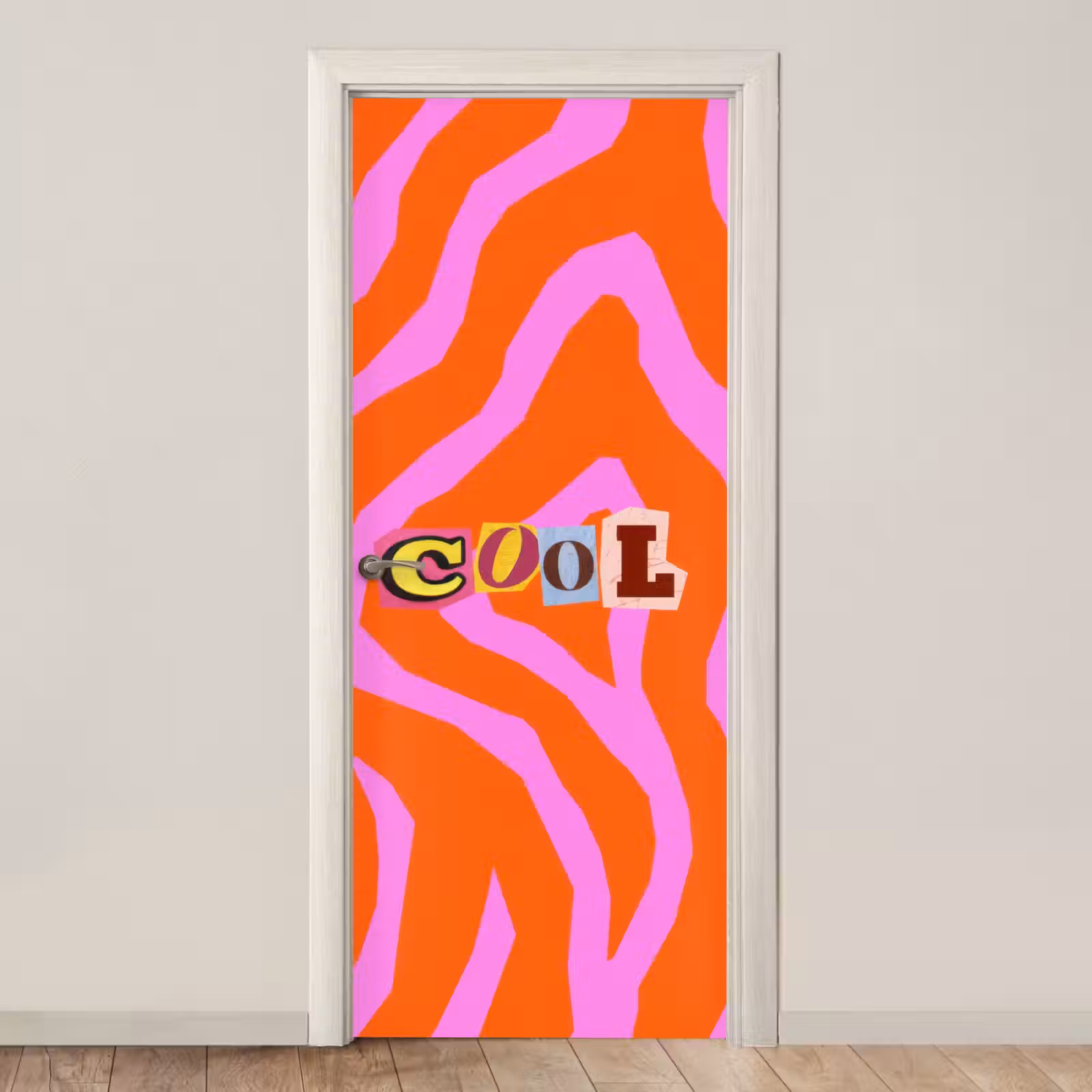 Deursticker - Zebraprint - Grafisch - COOL - Oranje — 1