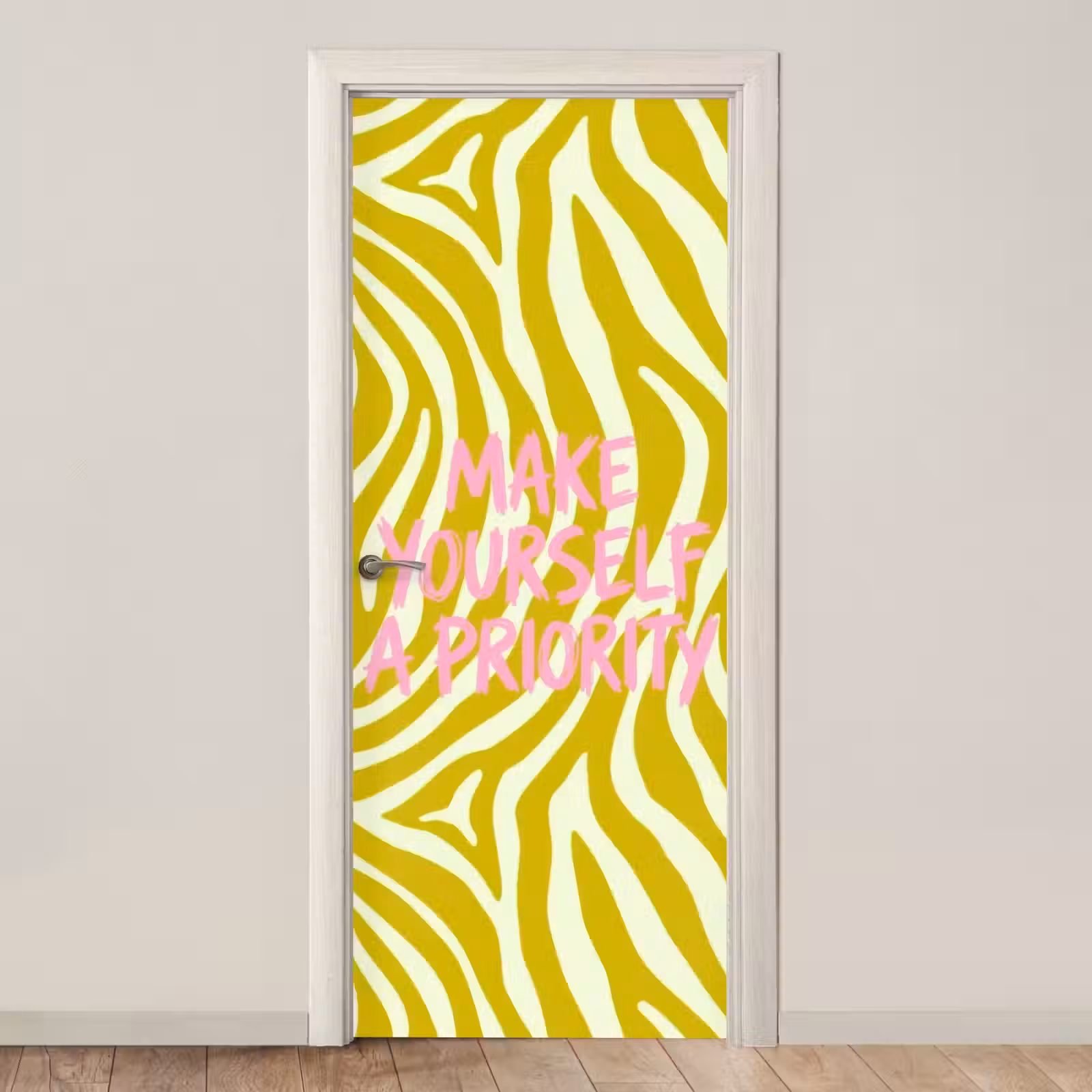 Deursticker - Zebraprint - Priority - Roze — 1