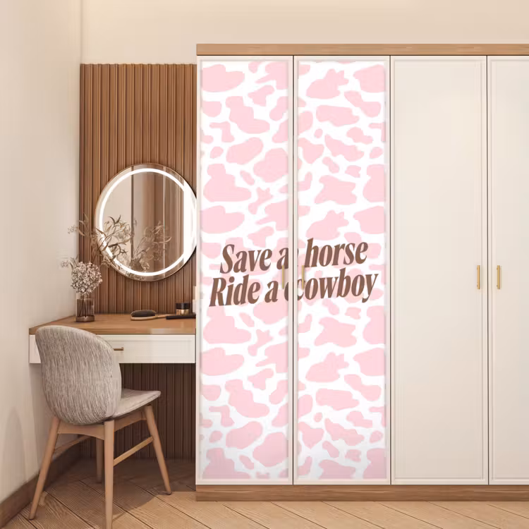 Deursticker - Koeienprint - Roze - Cowboy - Horse — 5