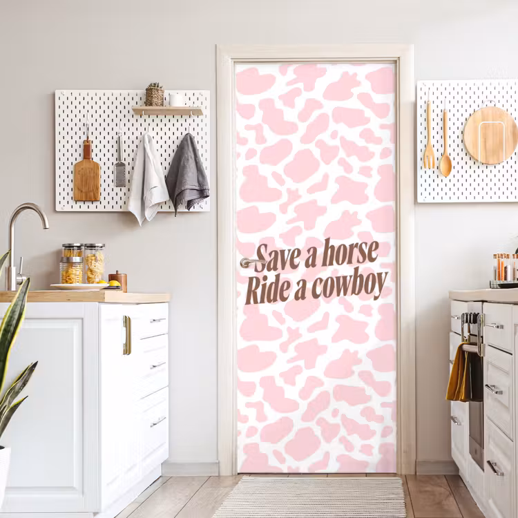 Deursticker - Koeienprint - Roze - Cowboy - Horse — 7