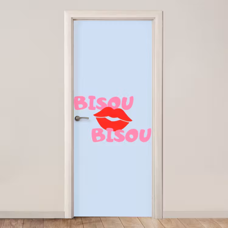 Deursticker - Lippen - Bisou - Blauw — 1