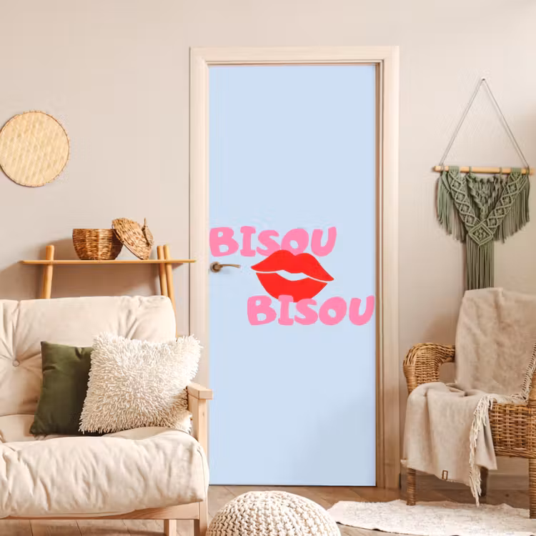 Deursticker - Lippen - Bisou - Blauw — 4