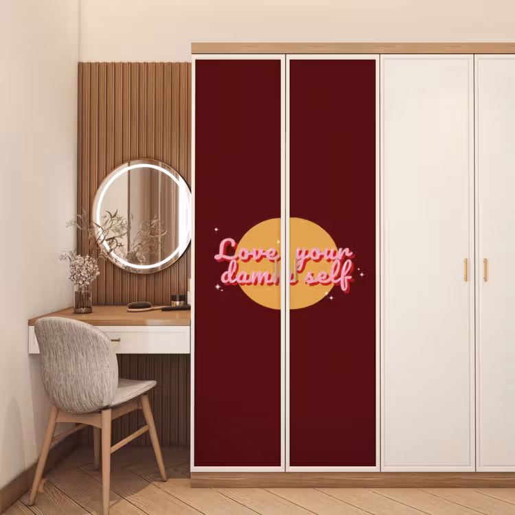 Deursticker - love your damn self - Cirkel - Glitter - Rood — 5