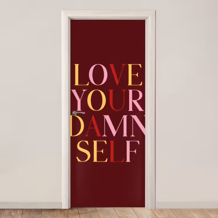 Deursticker - Love your damn self - Kleurrijk - Bordeaux — 1