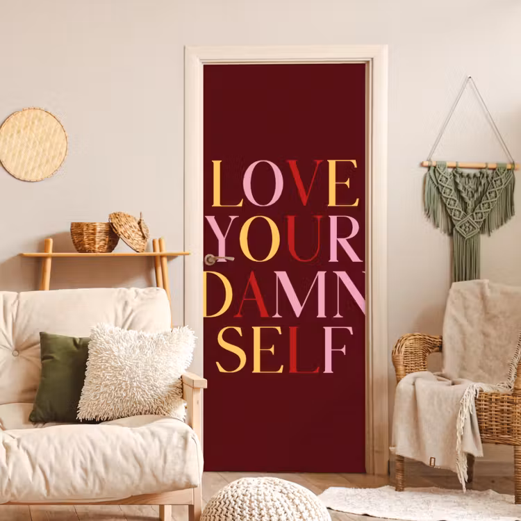 Deursticker - Love your damn self - Kleurrijk - Bordeaux — 4