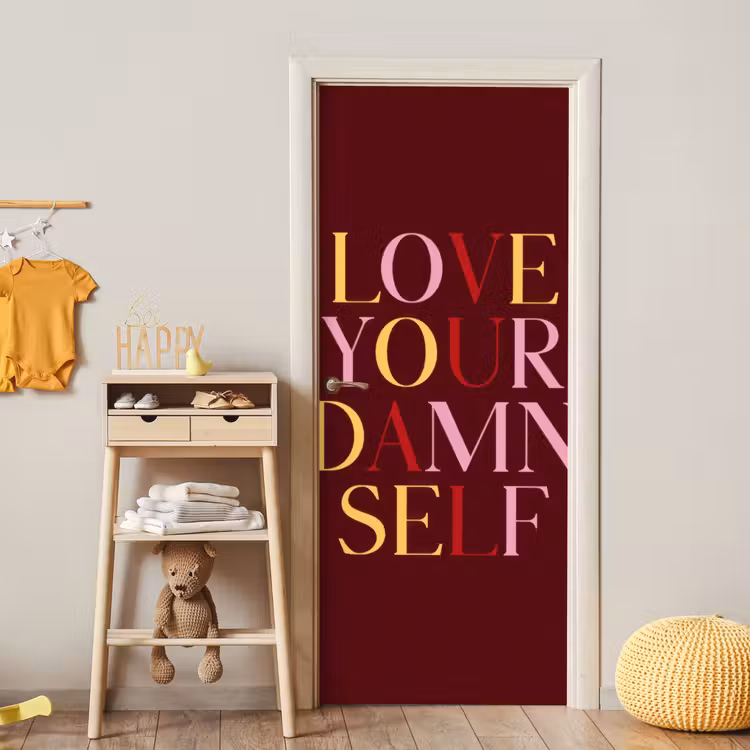 Deursticker - Love your damn self - Kleurrijk - Bordeaux — 6