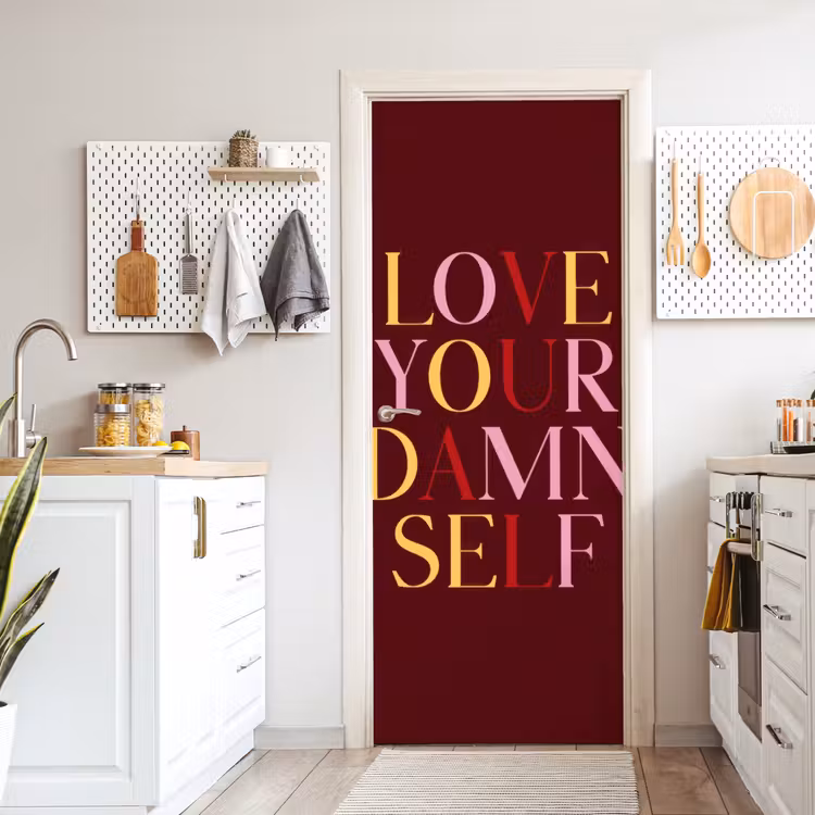Deursticker - Love your damn self - Kleurrijk - Bordeaux — 7