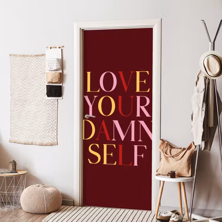 Deursticker - Love your damn self - Kleurrijk - Bordeaux — 8