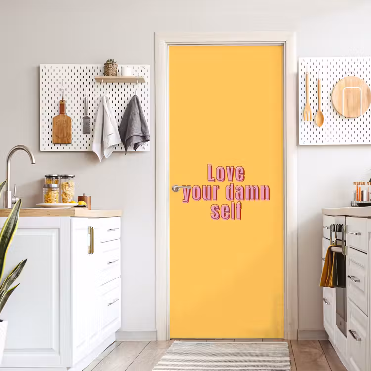 Deursticker - Love yourself - Roze - Geel — 7