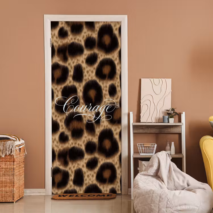 Deursticker - Luipaardprint - Bruin - Courage - Sierlijk — 2