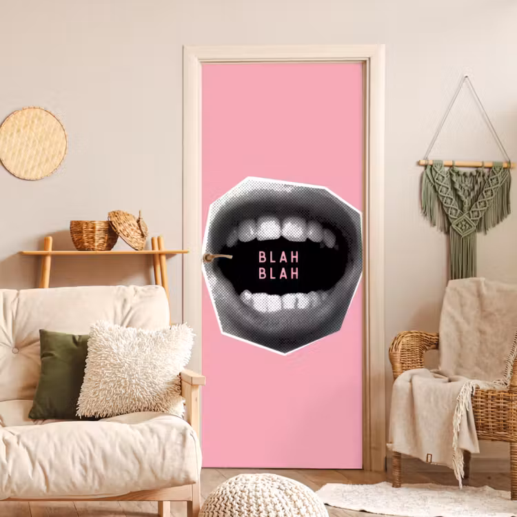 Deursticker - Mond - BLAH BLAH - Roze — 4
