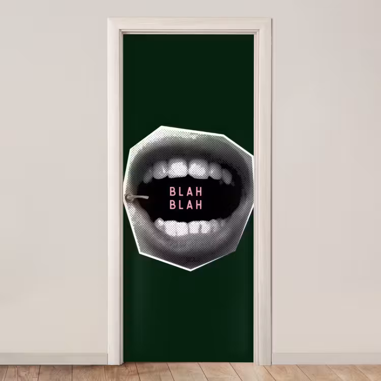 Deursticker - Mond - Groen - Illustratie - BLAH BLAH — 1