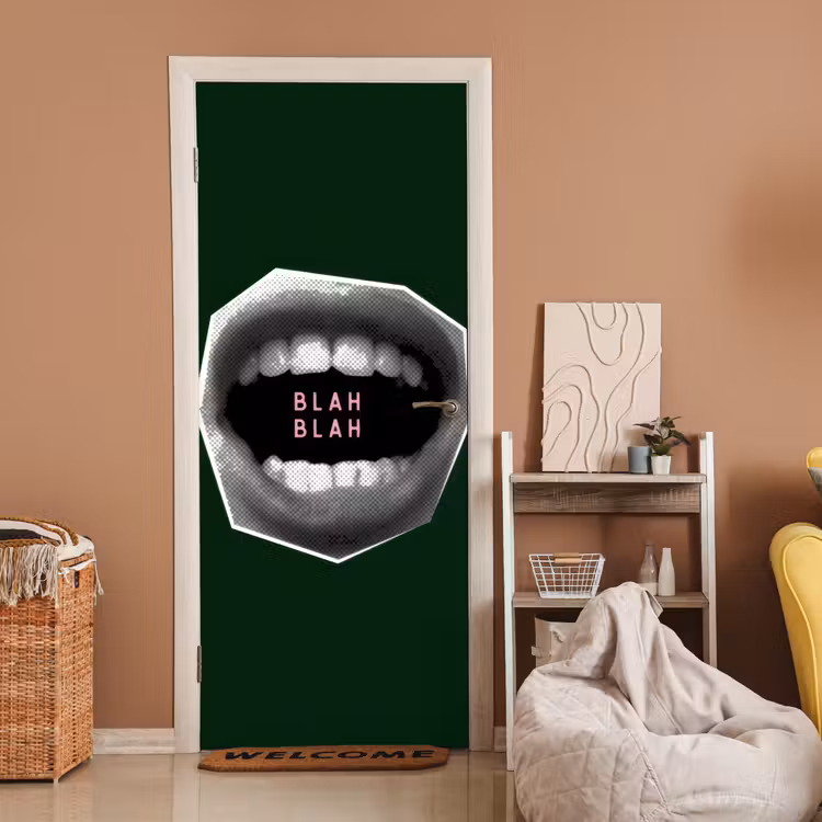 Deursticker - Mond - Groen - Illustratie - BLAH BLAH — 2