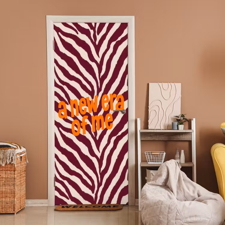 Deursticker - New era - Bordeaux - Zebraprint — 2