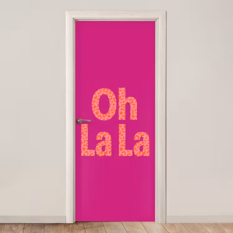 Deursticker - Oh la la - Luipaardprint - Roze — 1