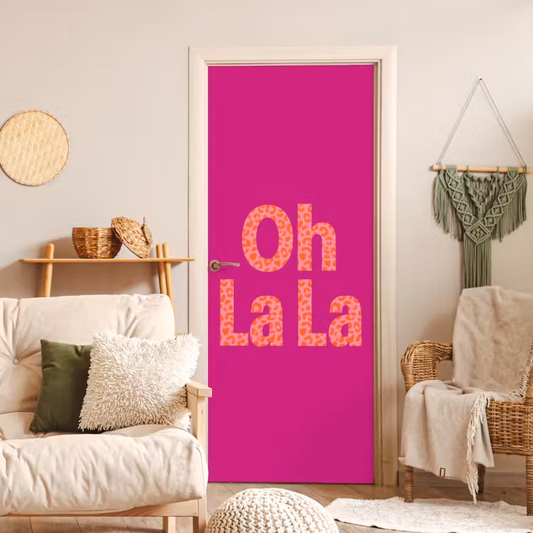 Deursticker - Oh la la - Luipaardprint - Roze — 4