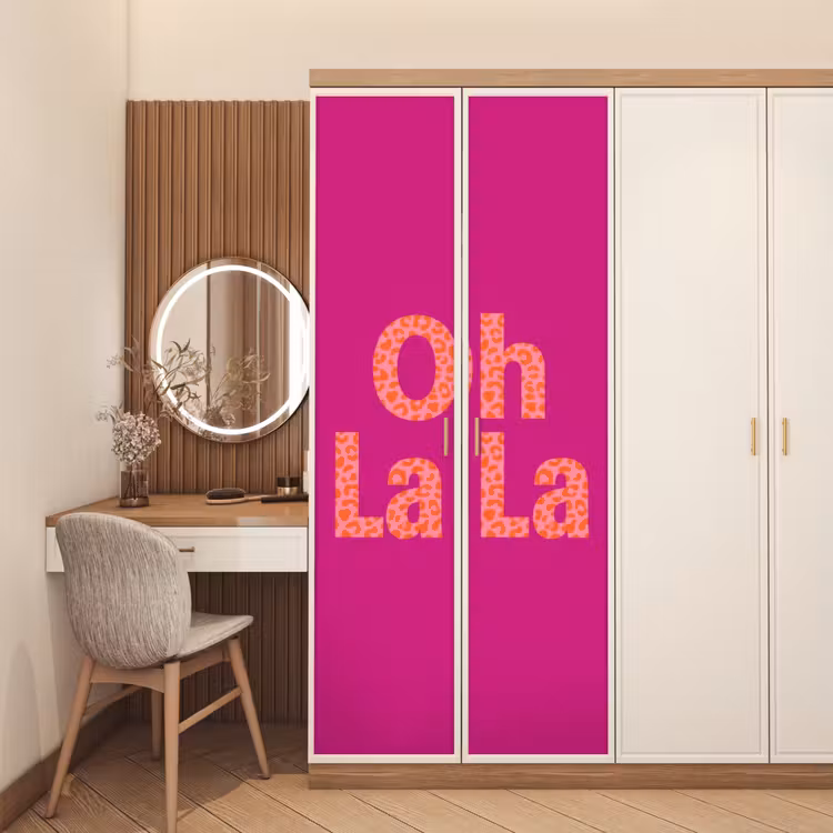 Deursticker - Oh la la - Luipaardprint - Roze — 5