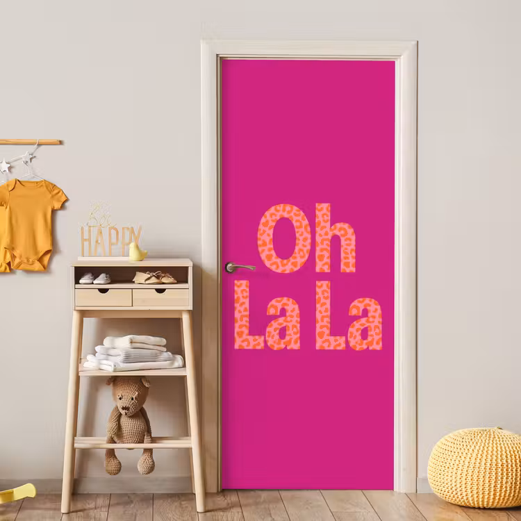 Deursticker - Oh la la - Luipaardprint - Roze — 6