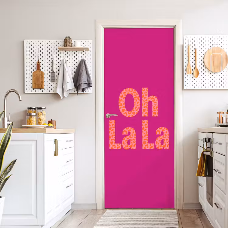 Deursticker - Oh la la - Luipaardprint - Roze — 7