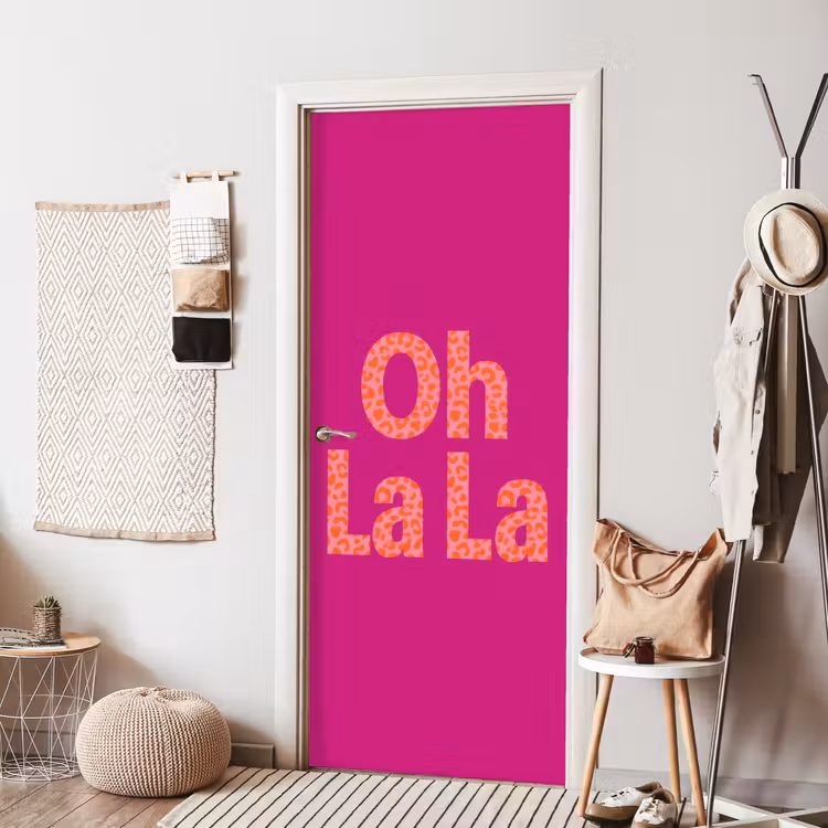 Deursticker - Oh la la - Luipaardprint - Roze — 8