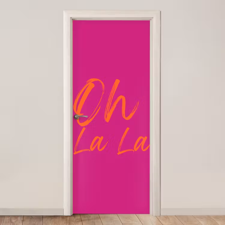 Deursticker - Oh la la - Oranje - Roze — 1