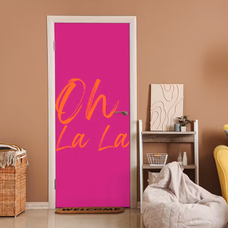 Deursticker - Oh la la - Oranje - Roze — 2