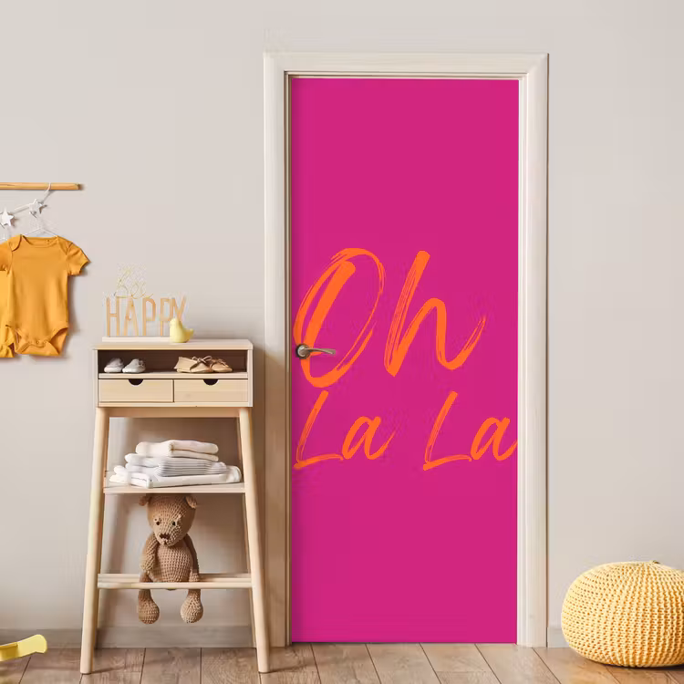Deursticker - Oh la la - Oranje - Roze — 6