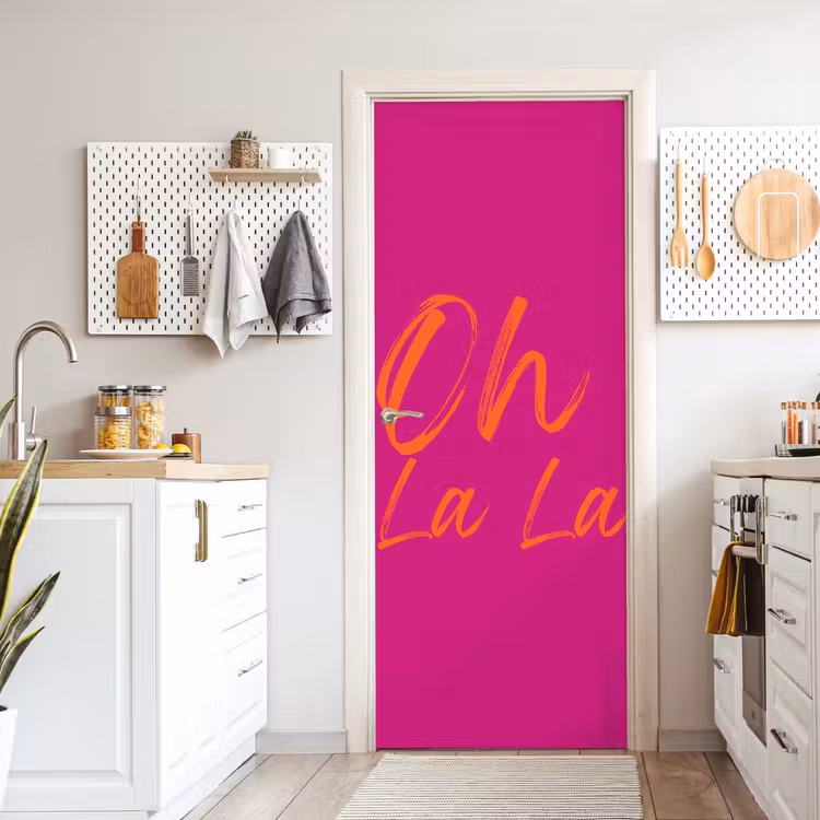 Deursticker - Oh la la - Oranje - Roze — 7