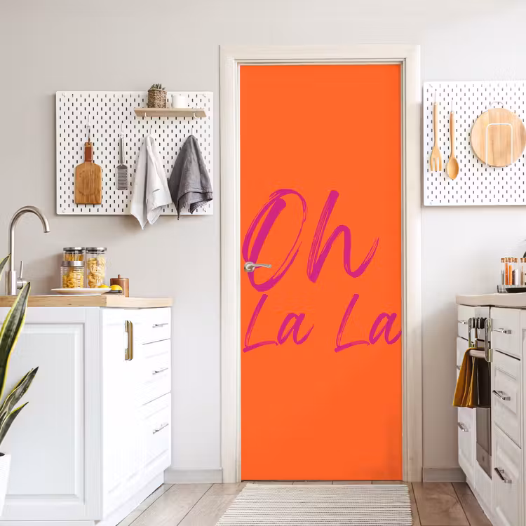 Deursticker - Oh la la - Oranje - Roze - Grafisch — 7