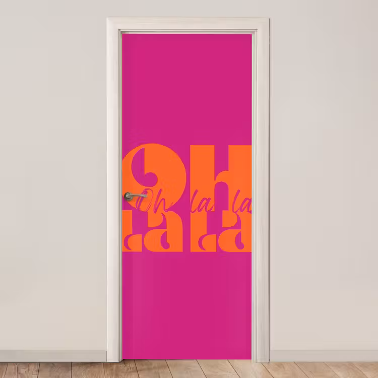 Deursticker - Oh la la - Roze - Oranje - Gestapelde letters — 1