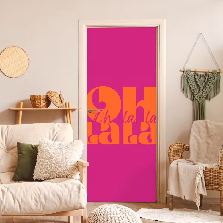 Deursticker - Oh la la - Roze - Oranje - Gestapelde letters — 4
