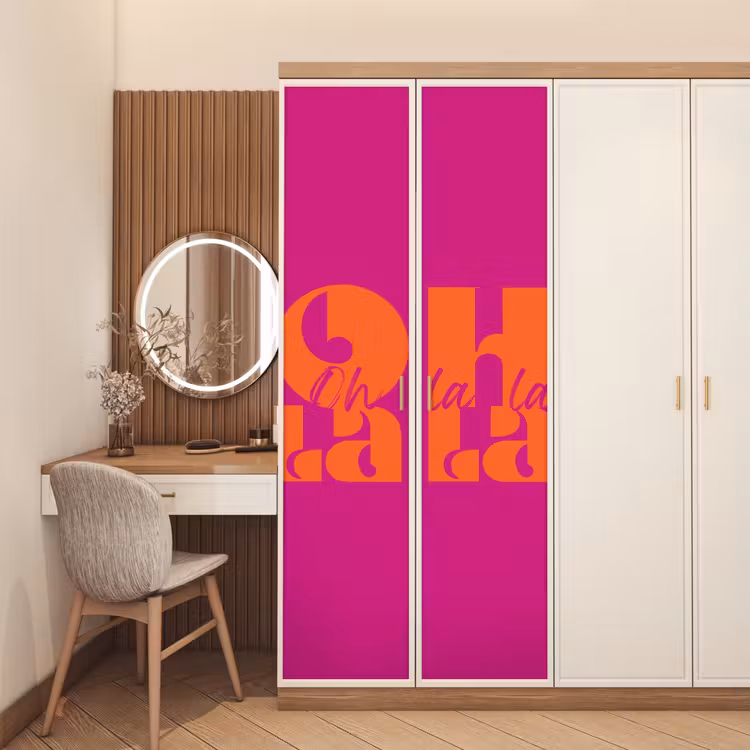 Deursticker - Oh la la - Roze - Oranje - Gestapelde letters — 5