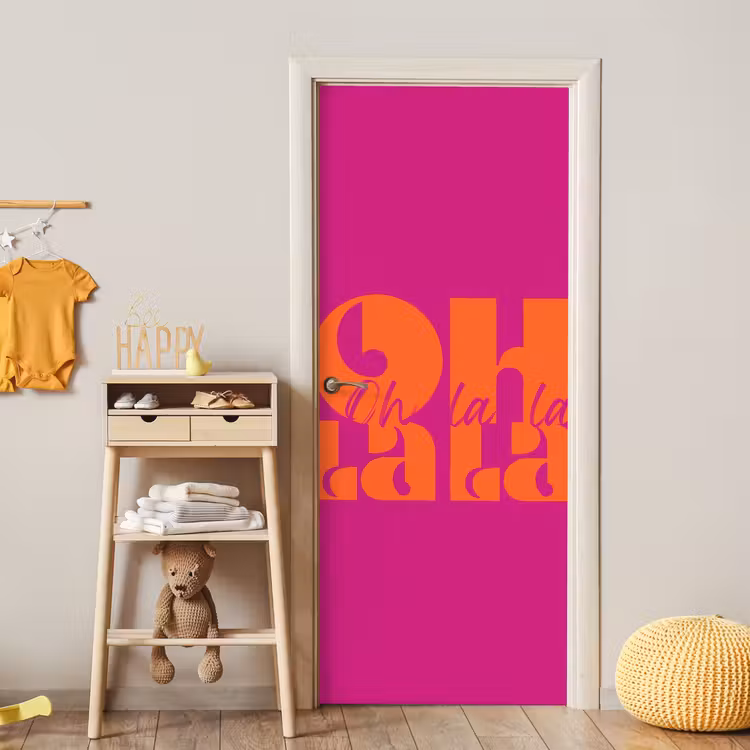 Deursticker - Oh la la - Roze - Oranje - Gestapelde letters — 6